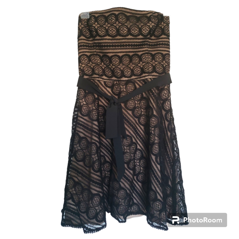 Ann Taylor-Loft Black Lace Strapless Dress Size 2